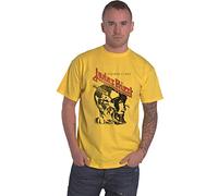 Judas Priest T Shirt Stained Class Vintage Head Band Logo Official Mens Yellow L