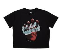 Judas Priest Women's British Steel Crop Top in Black | Size: XL Judas Priest Black XL