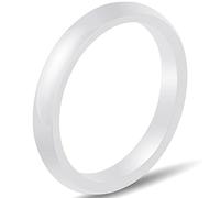 JUDE 3mm Black White Ceramic Plain Simple Classical Wedding Band Stackable Ring (White, Y)