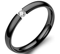 Jude Jewelers 2mm Classical Simple Plain Stainless Steel Stackable Cubic Zircon Wedding Band Ring, 5 UK, Metal, Cubic Zirconia