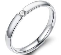 Jude Jewelers 2mm Classical Simple Plain Stainless Steel Stackable Cubic Zircon Wedding Band Ring (Silver, 12)