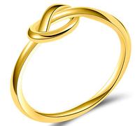 Jude Jewelers Durable Stainless Steel Silver Black Love Knot Ring Promise Celtic (Gold, P)