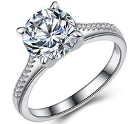 Jude Jewelers Stainless Steel 2.0 Carat Wedding Engagement Propose Statement Anniversary Halo Ring, 13, Crystal, Cubic Zirconia