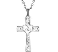 Jude Jewelers Stainless Steel Celtic Infinity Knot Christian Cross Religious Pendant Necklace, Metal, Cubic Zirconia