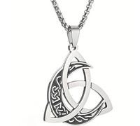 Jude Jewelers Stainless Steel Celtic Knot Moon Cresent Style Wedding Statement Biker Party Necklace, M, Metal, Cubic Zirconia