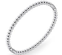 Jude Jewelers Stainless Steel Classic Plain Beaded Style Simple Bangle Bracelet, Metal, Cubic Zirconia