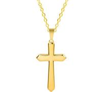 Jude Jewelers Stainless Steel Classic Plain Christian Cross Religious Church Prayer Pendant Necklace, Metal, Cubic Zirconia