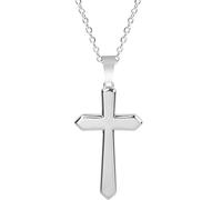 Jude Jewelers Stainless Steel Classic Plain Christian Cross Religious Church Prayer Pendant Necklace, Metal, Cubic Zirconia