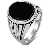 JUDE Jewelers Stainless Steel Created Black Onyx Stone Signet Wedding Statement Party Biker Ring, Metal, Cubic Zirconia
