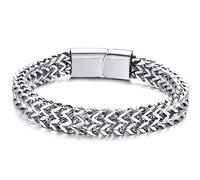 Jude Jewelers Stainless Steel Curb Cuban Chain Biker Cocktail Party Style 10mm Width Bracelet, 6.5 UK, Metal, Cubic Zirconia