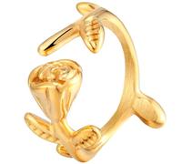 Jude Jewelers Stainless Steel Rose Flower and Leaf Style Promise Anniversary Wedding Ring, Metal, No Gemstone