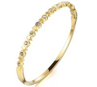 JUDE Jewelers Stainless Steel Star Charms Cubic Zircon Filled Open Clasp Holiday Party Bangle Bracelet, M, Metal, Cubic Zirconia