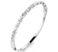 JUDE Jewelers Stainless Steel Star Charms Cubic Zircon Filled Open Clasp Holiday Party Bangle Bracelet, M, Metal, Cubic Zirconia