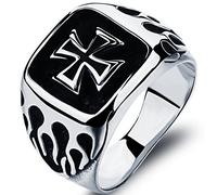 JUDE Retro Vintage Stainless Steel Crusade Cross Biker Cocktail Party Ring (Z+5)