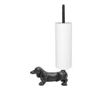JUDEMII Black Roll Paper Holder Cast Iron Toilet Paper Dachshund Retro Toilet Roll Holder Free Standing Dog Toilet Roll Stand Sausage Dog Kitchen Roll Dispenser Holder for Bathroom Kitchen College