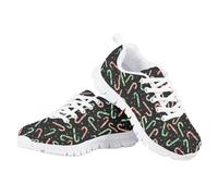 JUDENTIDOS Boys Girls Sneakers Lightweight Breathable Athletic Running Shoes for Toddlers/Little Kids/Big Kids, Merry Christmas Candy Cane, 13 Little Kid