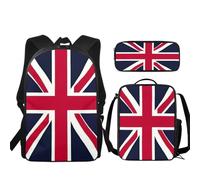 JUDENTIDOS British Flag Backpack for Girls Boys, Bookbag with Lunch Box and Pencil Case Kids School Bag Set 3pcs Backpack Set School Daypack for Teens