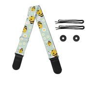 JUDENTIDOS Cute Bee Floral Guitar Strap for Bass Acoustic Electric Guitar Adjustable Straps for Women Men Kids