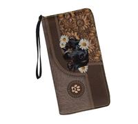 JUDENTIDOS Dachshund Daisy Wallet Wristlet for Women Long Purse RFID Blocking Large Capacity Handbag with Card Holder Clutch Bag