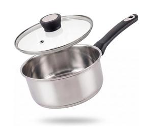 Judge 16cm Stainless Steel Induction Saucepan, 1.2L Pan with Glass Lid