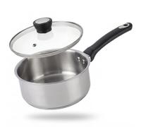 Judge 18cm Stainless Steel Induction Saucepan, 1.6L Pan with Glass Lid