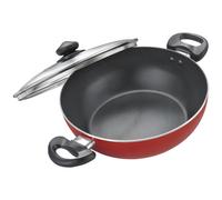 Judge by TTK Prestige Aluminium Flat Kadai with Lid 240mm Red (Medium 2.4 Liter)