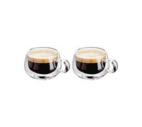 Judge Double Walled Glass Espresso Coffee Handled Cups, Set of 2, 75ml - Vacuum Insulated, Handcrafted Artisan - Strong & Heat Resistant