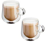 Judge Double Walled Glass Latte Cups With Handle, Set Of 2