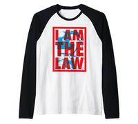Judge Dredd 2000 AD I Am The Law Blue Helmet Raglan Baseball Tee