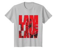 Judge Dredd 2000 AD I Am The Law Lawgiver Pose T-Shirt, Youth, Silver Grey, Large