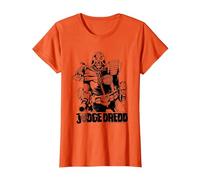 Judge Dredd, Attorney Mike McMahon, Art 2000 AD Comics T-Shirt, Women, Orange, Large