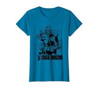 Judge Dredd, Attorney Mike McMahon, Art 2000 AD Comics T-Shirt, Women, Sapphire Blue, Large