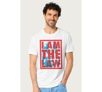 Judge Dredd Men's I Am The Law Blue Helmet 2000 AD T-Shirt in White | Size: Small Judge Dredd White S