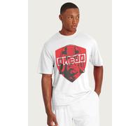Judge Dredd Men's Red Shield Over Eyes 2000 AD T-Shirt in White | Size: Large Judge Dredd White L