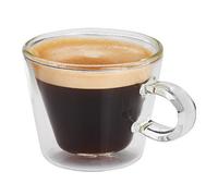 Judge Duo Flare Set of 2 Espresso Glass Coffee Cups with Handle, Hollow Vacuum Sealed, Heat Resistant, 75ml Espresso Cup