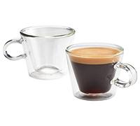 Judge Duo Flare Set of 2 Espresso Glass Coffee Cups with Handle, Hollow Vacuum Sealed, Heat Resistant, 75ml Espresso Cup
