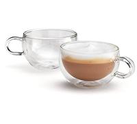 Judge Duo Form Set of 2 Cappuccino Glass Coffee Cups with Handle, Hollow Vacuum Sealed, Heat Resistant, 250ml Cappuccino Cup