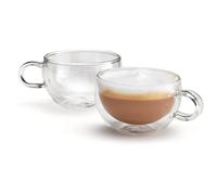 Judge Duo Form Set of 2 Cappuccino Glass Coffee Cups with Handle, Hollow Vacuum Sealed, Heat Resistant, 250ml Cappuccino Cup