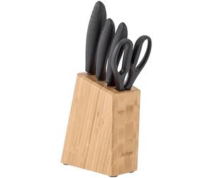 Judge Essential 4-Piece Knife Block Set - Dishwasher Safe, Ergonomic Handles, Stainless Steel Blades, Easy to Sharpen