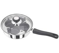 Judge Essentials Four-Cup Egg Poacher and Stainless Steel Frying Pan, 20cm, Vented Glass Lid and Stay-Cool Handle