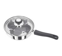 Judge Essentials Four-Cup Egg Poacher and Stainless Steel Frying Pan, 20cm, Vented Glass Lid and Stay-Cool Handle