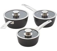 Judge Evertough 3-Piece Saucepan Set - 16cm, 18 cm and 20cm Durable Hard Anodised Aluminium Saucepan with 6-Layer Non-Stick Coating