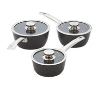 Judge Evertough 3-Piece Saucepan Set - 16cm, 18 cm and 20cm Durable Hard Anodised Aluminium Saucepan with 6-Layer Non-Stick Coating