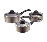 Judge Everyday 3 Piece Cookware Set, Non Stick Pot Set, 3-Pieces 16cm 18cm 20cm Saucepans, Aluminium Pots with Heat Resistant Handles, Not Suitable for Induction Hobs, Compatible with All Other Hobs