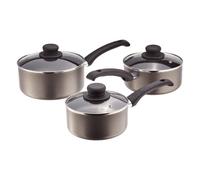 Judge Everyday Set of Pans, Non-Stick, 3-Piece Set 16cm, 18cm 20cm Saucepans with Glass Lids - 5 Year Guarantee