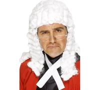 Judge High Court Wig White Barrister Lawyer Fancy Dress Accessory New
