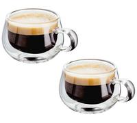 Judge Jdg25 Double Walled Glass Small Coffee Cups With Handle, Set Of 2