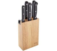 Judge Kitchen Knife Set Block with Knives and Knife Sharpener - 5 Piece Quality Stainless Steel, Razor Sharp Blades, Full Length Riveted Handles