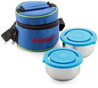 Judge Made in India, 2 Piece Insulated Tiffin Set - Double-Walled Stainless Steel & Insulated Pouch, Keep Food Hot, Cold and Fresh with Leak-Resistant Lids