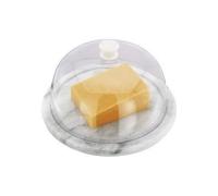 Judge Marble Cheese Board with Clear Dome 19cm Diameter, White